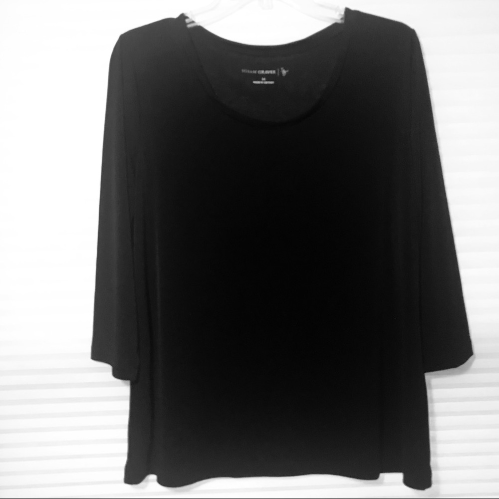 SUSAN GRAVER  Liquid Knit 3/4 Sleeve Top